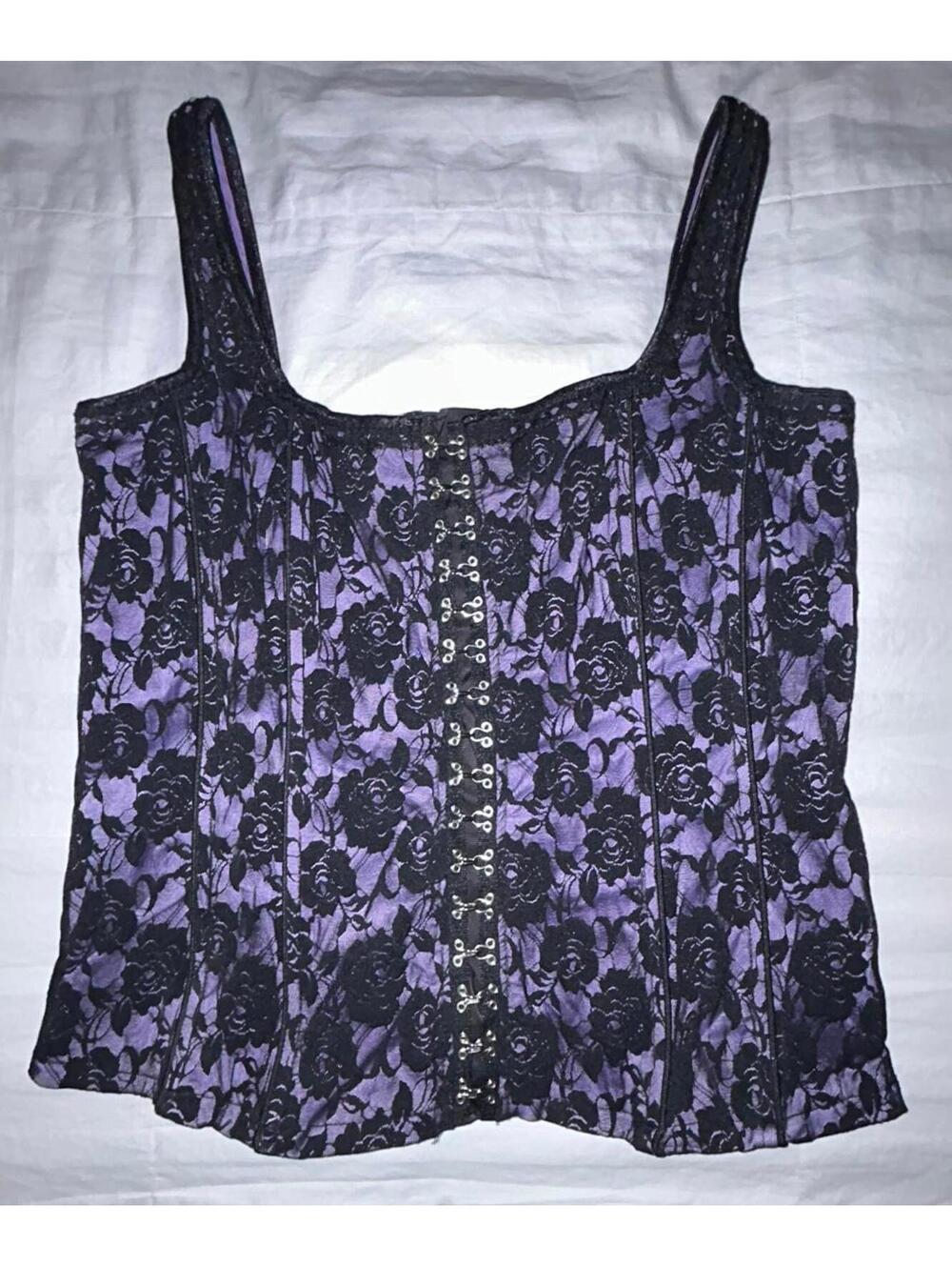 Tripp NYC Corset Purple Black Lace Sz XXL